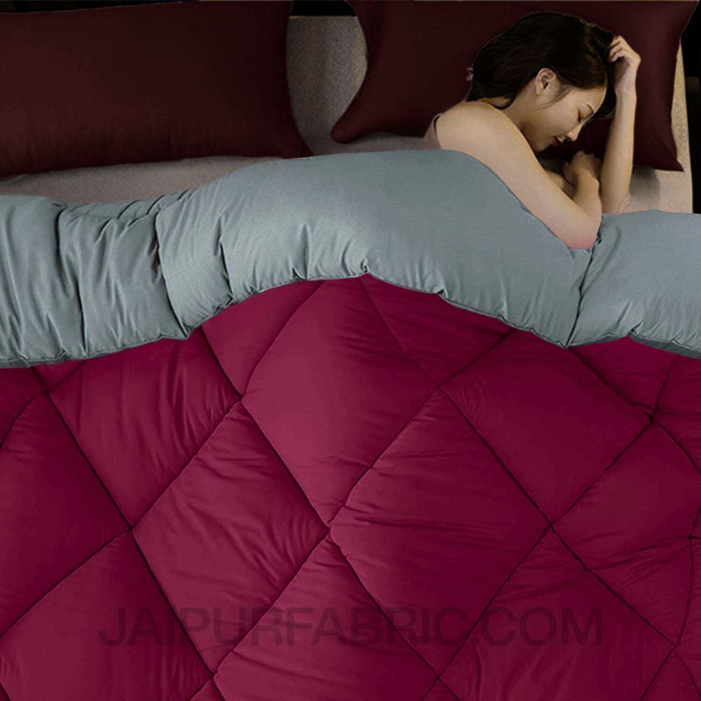 Maroon Light Grey Double Bed Comforter