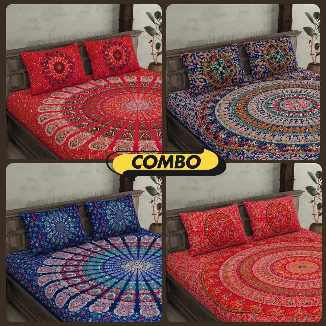 Mandala Bedsheet Tapestry Combo of 4