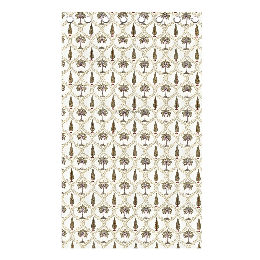 Pinklay Mocha Brown Delight Floral Jaipuri Hand Block Print Curtains