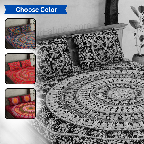 Mandala Harmony Pure Cotton Bedsheet – Pick Your Perfect Color