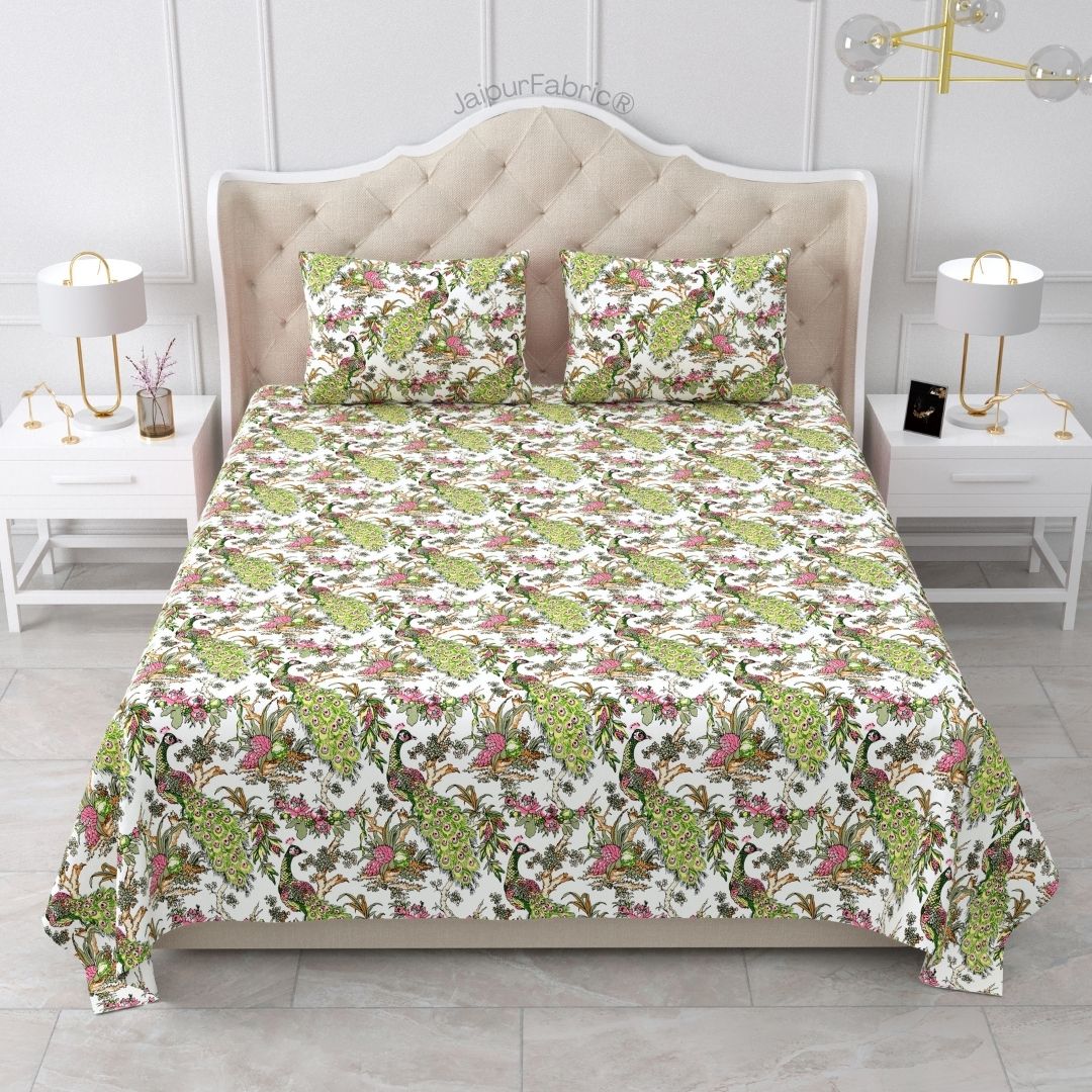 Mayura Royal Feather Pink Grove Pure Cotton King Size Bedsheet