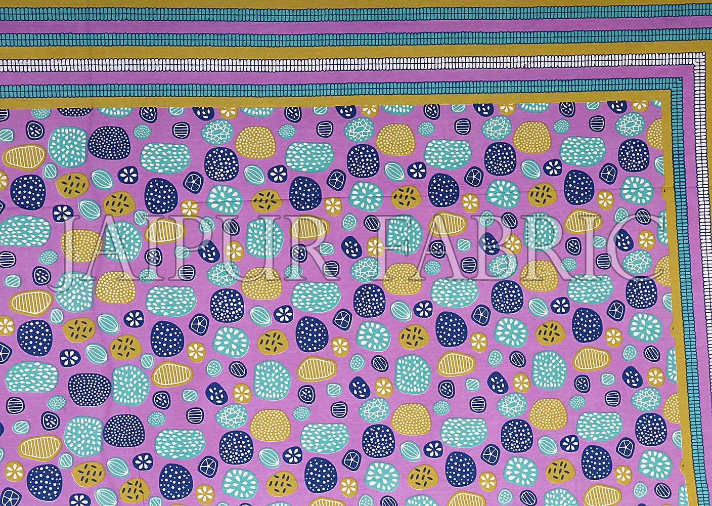 Plum Border Plum Base Stone Pattern Screen Print Cotton Double Bed Sheet