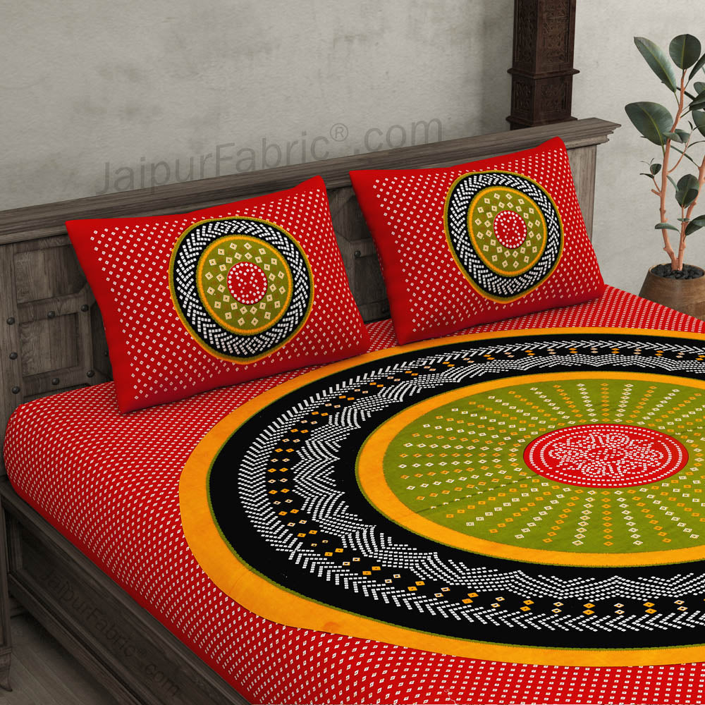 Traditional Bandhej Print Double Bedsheet – Choose Your Favorite Color