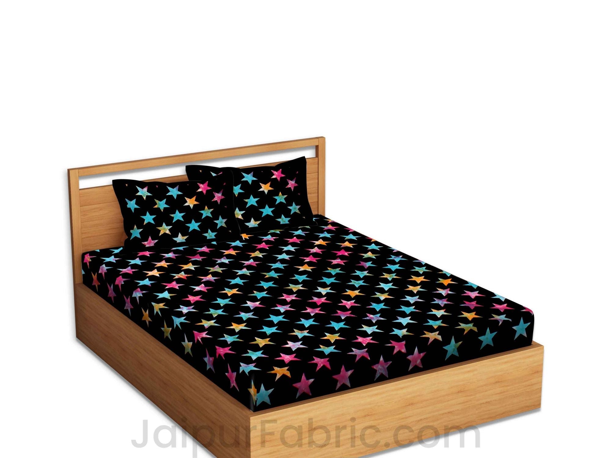 Happy Stars Tie Dye Bedsheet with 2 Pillow Covers cum Tapestry