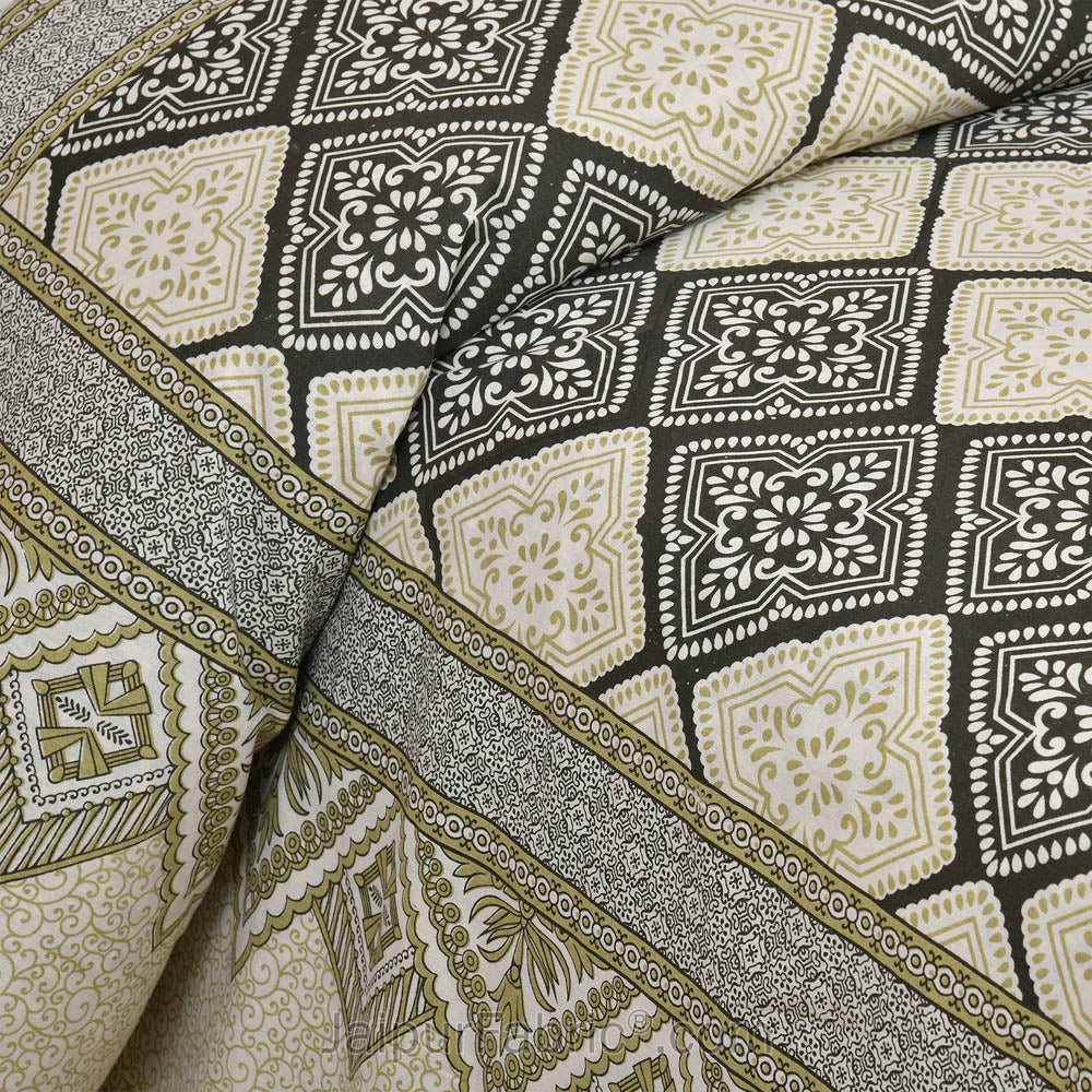 Green Geometry Bedsheet.com Double Bed Sheet