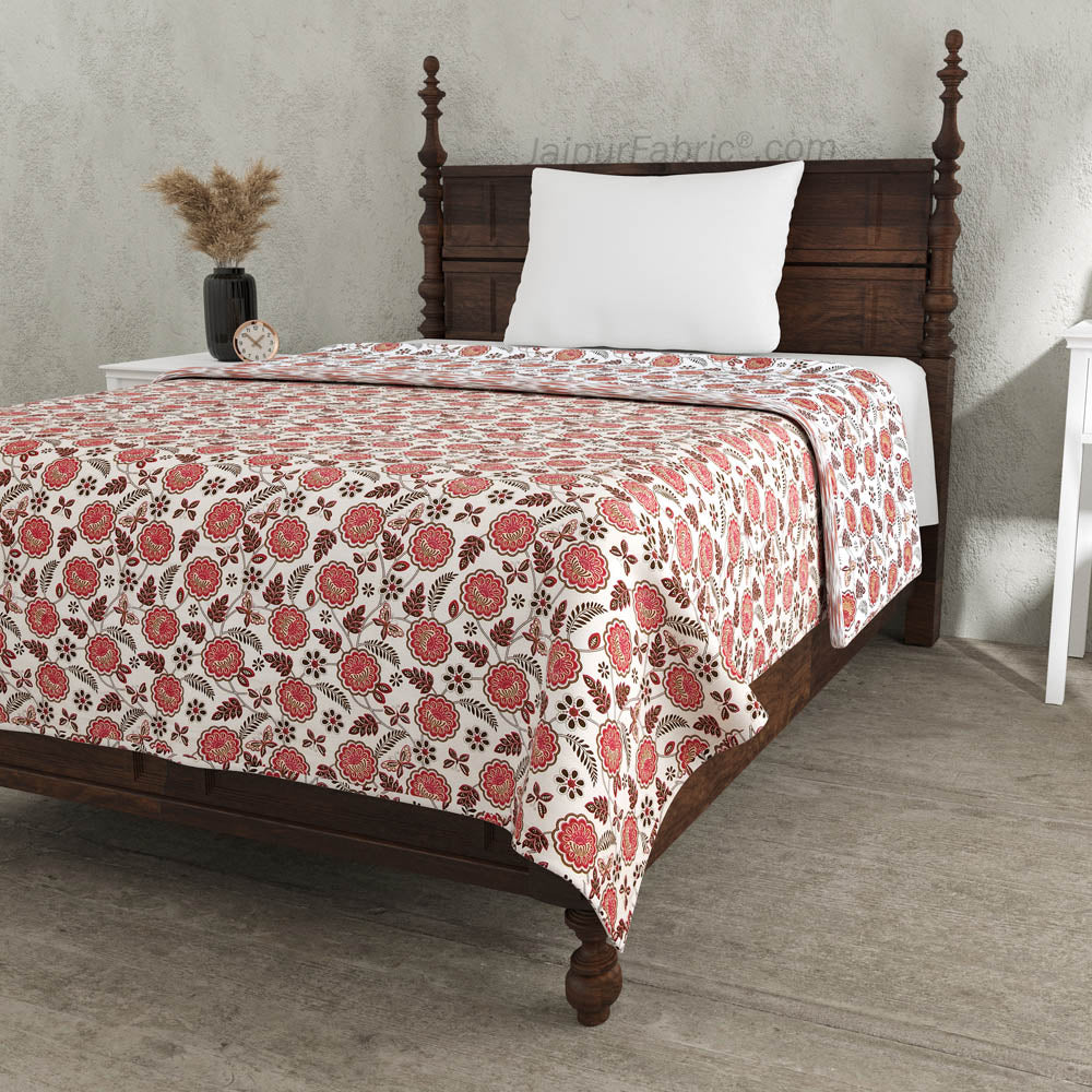 Pink Butterflies Pure Cotton Single Bed Dohar
