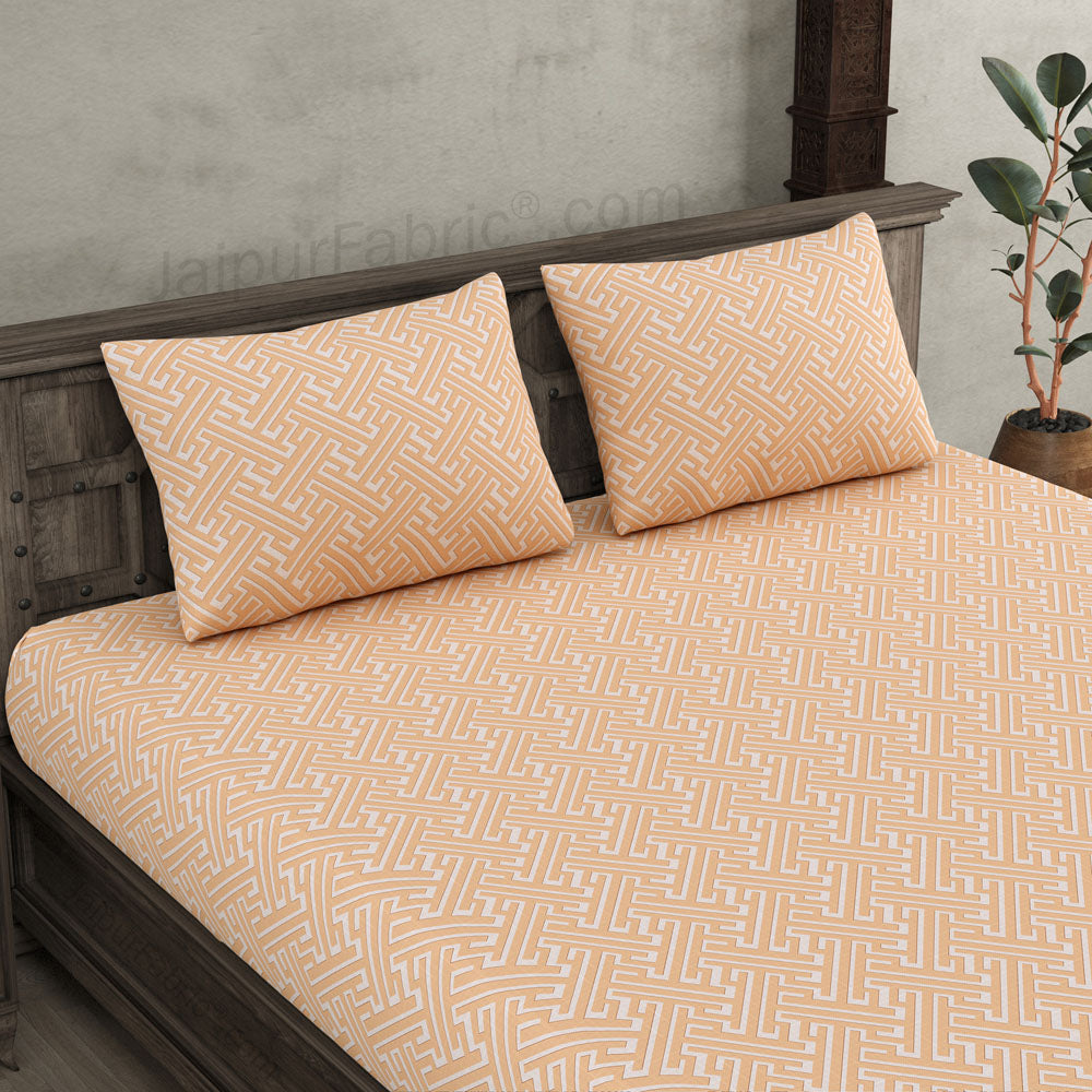 Maze Illusive Creamy Peach King Size BedSheet