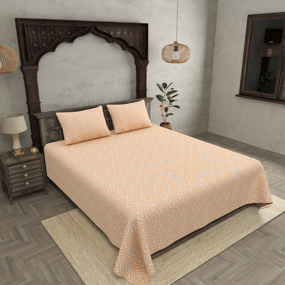 Maze Illusive Creamy Peach King Size BedSheet