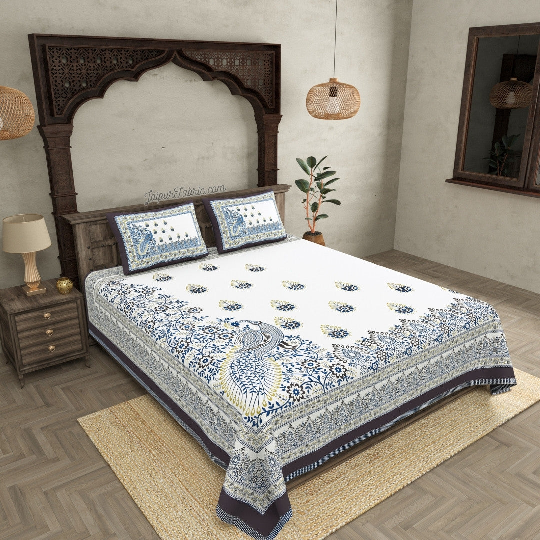 Artistic Beauty Contrast Gray King Size 10 Feet Wide Premium Cotton Bed Sheet