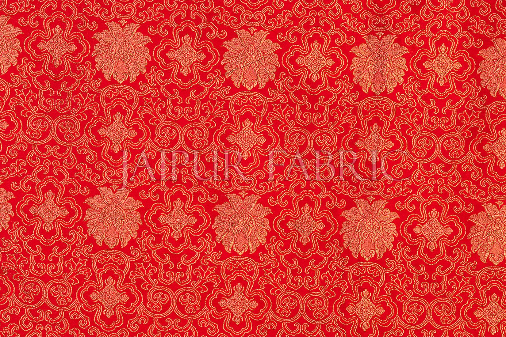 Red Rajasthani Zari Embroidered Lace Work Silk Double Bed Sheet