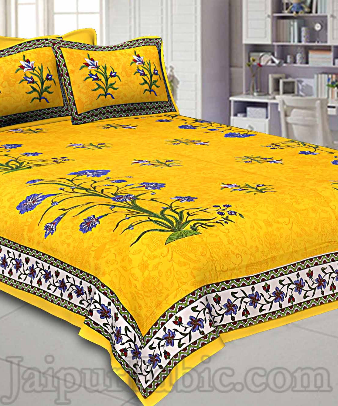 Tree Print Cotton Double Bedsheet Combo of 4