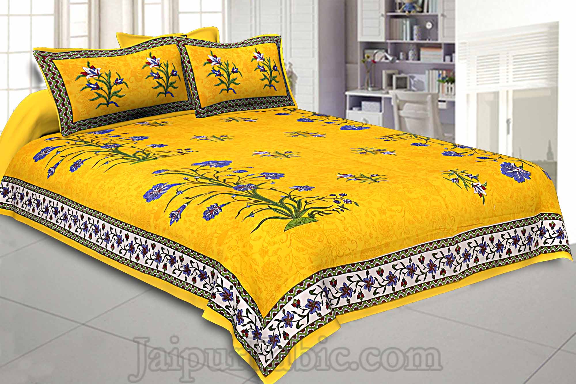 Tree Print Cotton Double Bedsheet Combo of 4