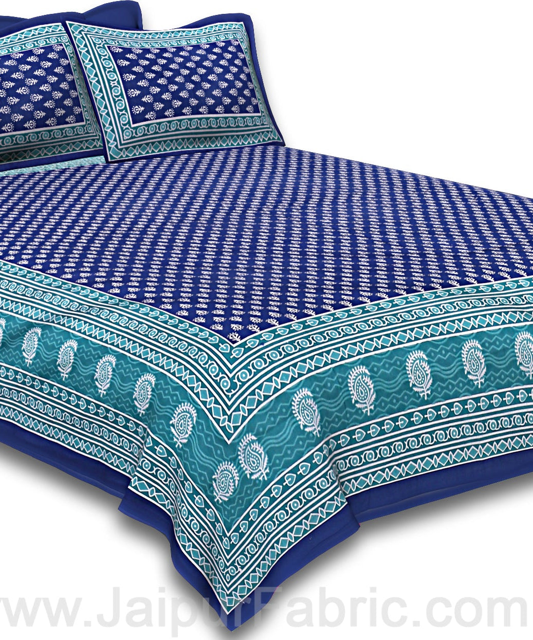 Floral Pattern Screen Print Cotton Double Bedsheet Combo of 4