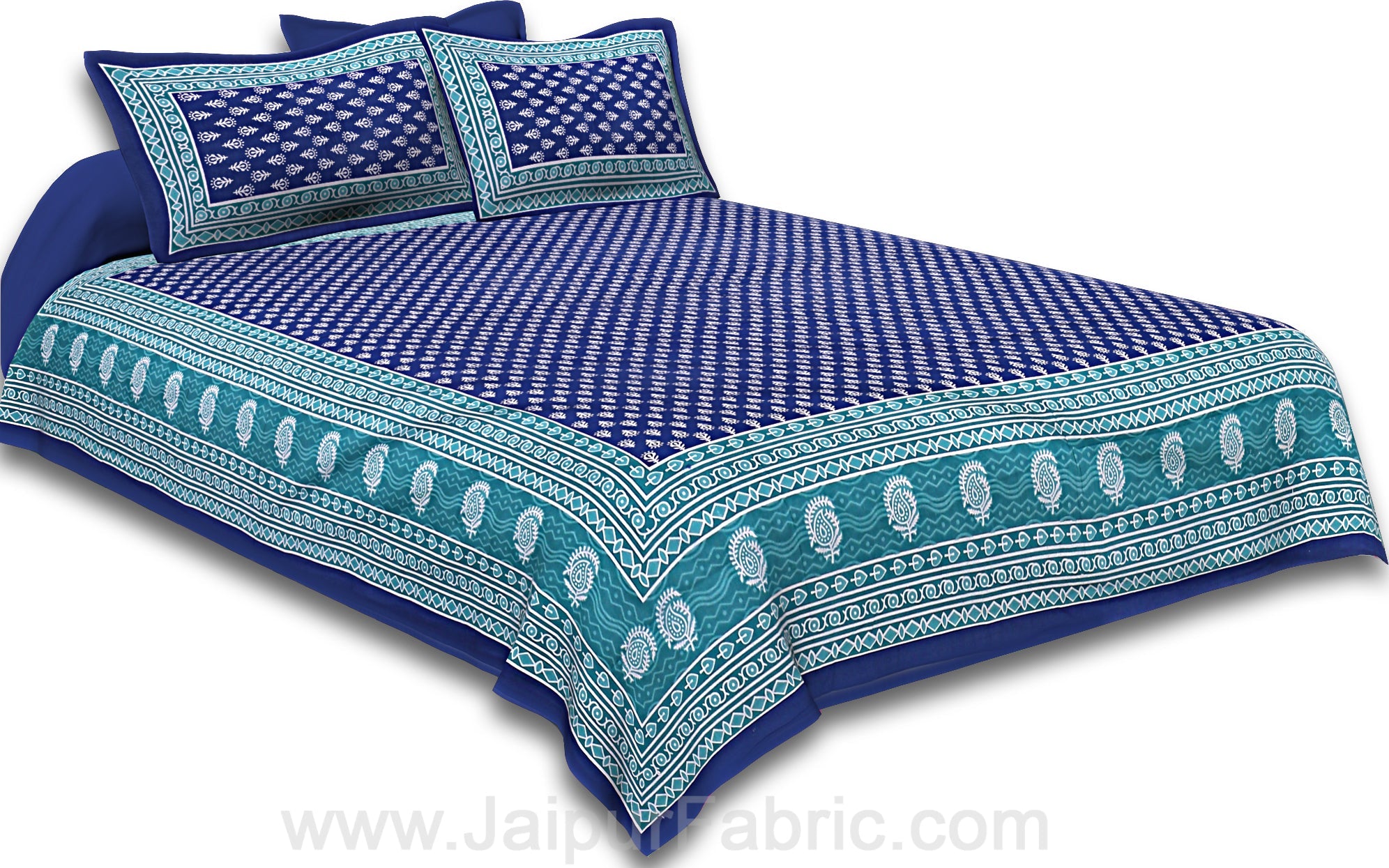 Floral Pattern Screen Print Cotton Double Bedsheet Combo of 4