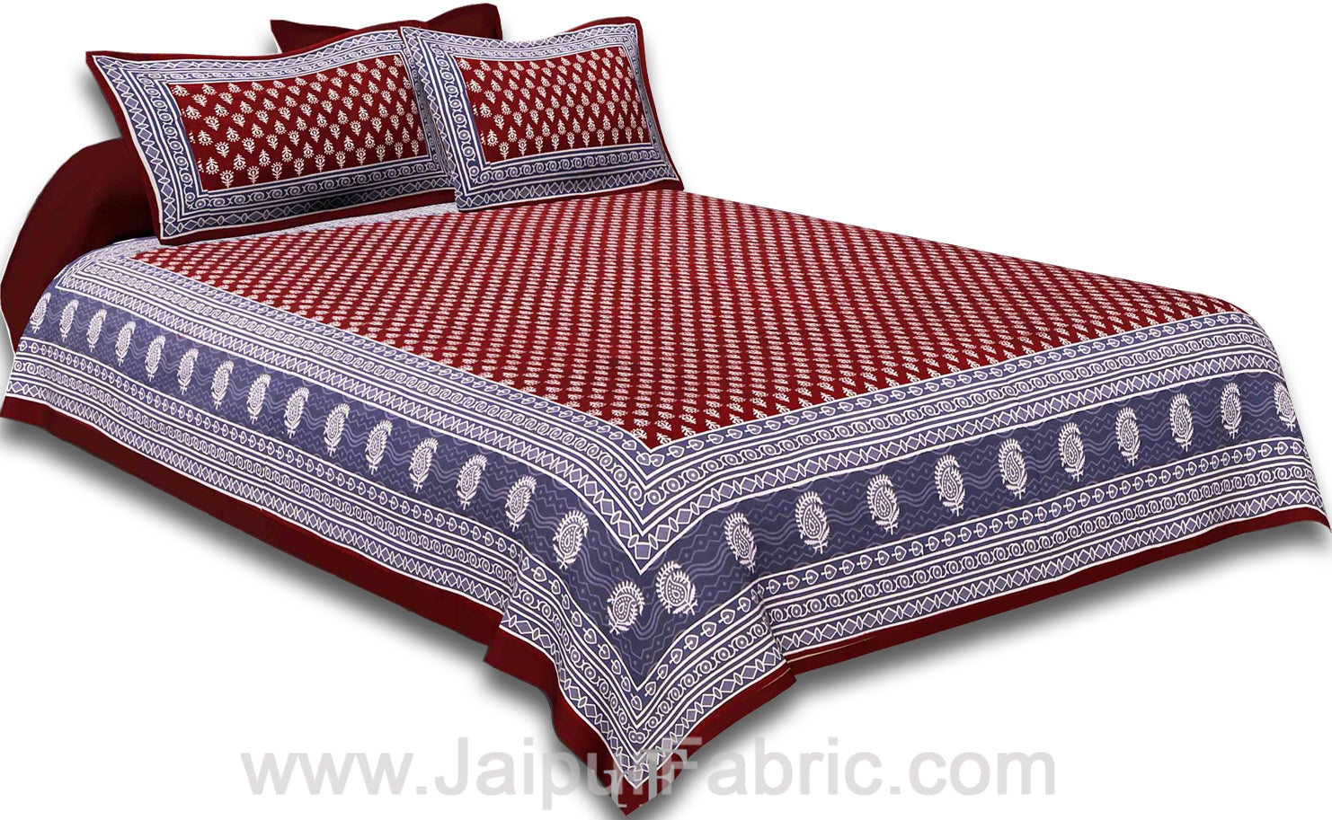 Floral Pattern Screen Print Cotton Double Bedsheet Combo of 4