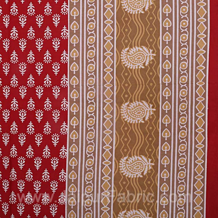 Floral Pattern Screen Print Cotton Double Bedsheet Combo of 4