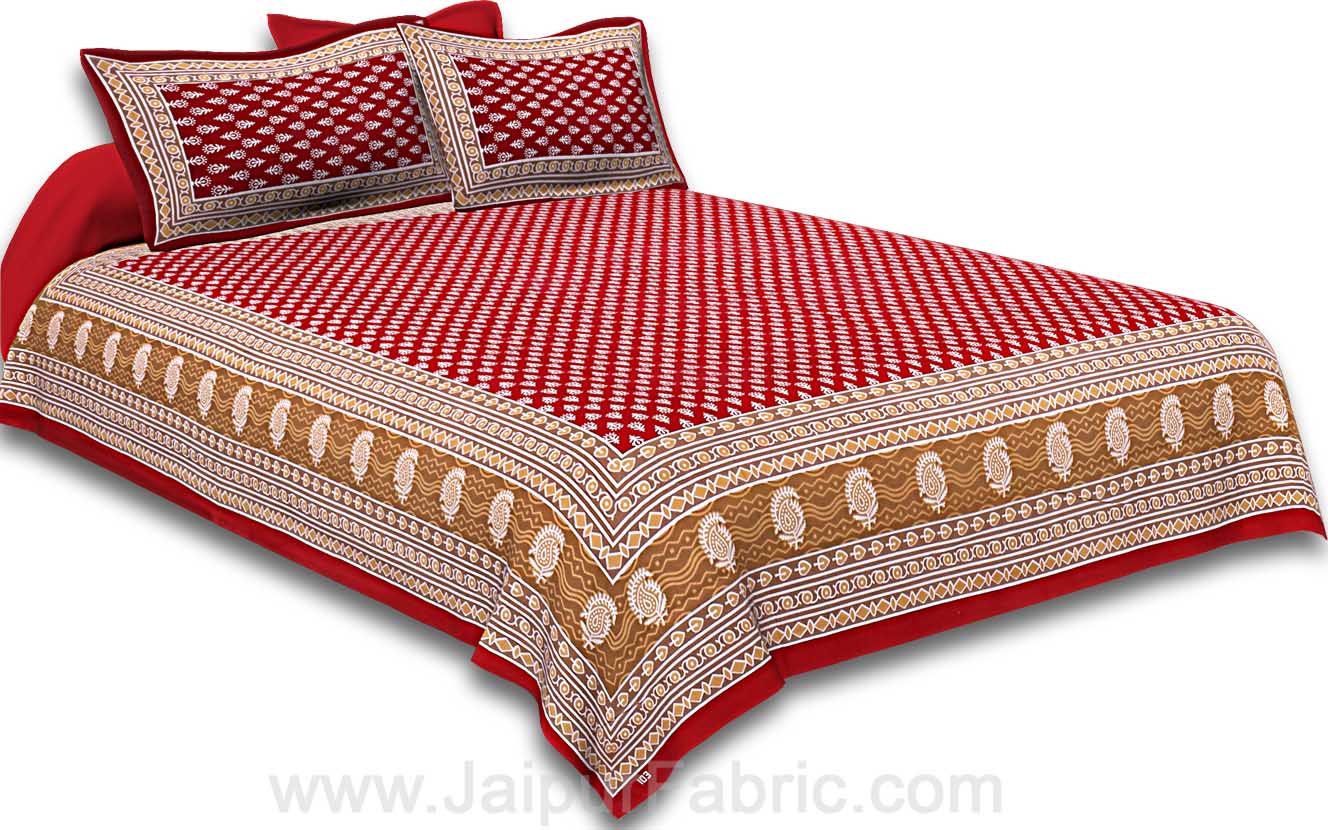 Floral Pattern Screen Print Cotton Double Bedsheet Combo of 4