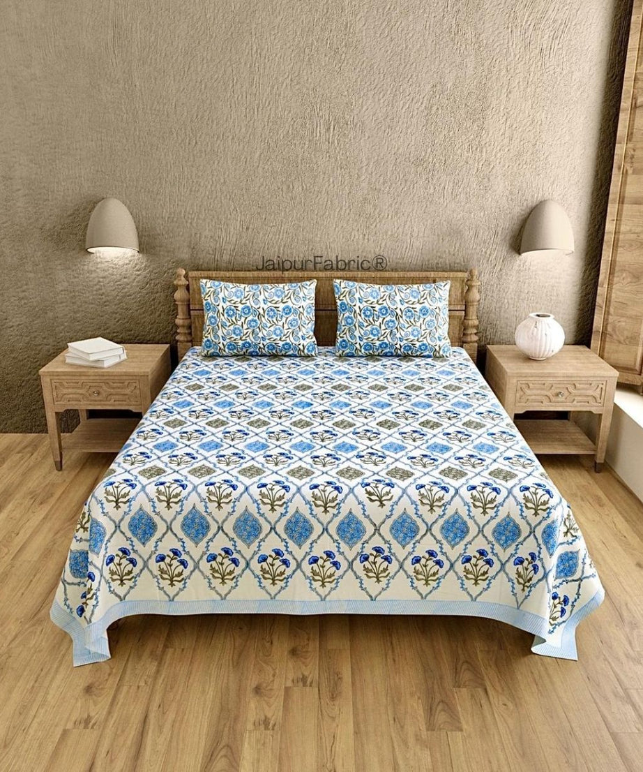 Ultra Premium Block Print 400 TC Pure Cotton King Size Bedsheet