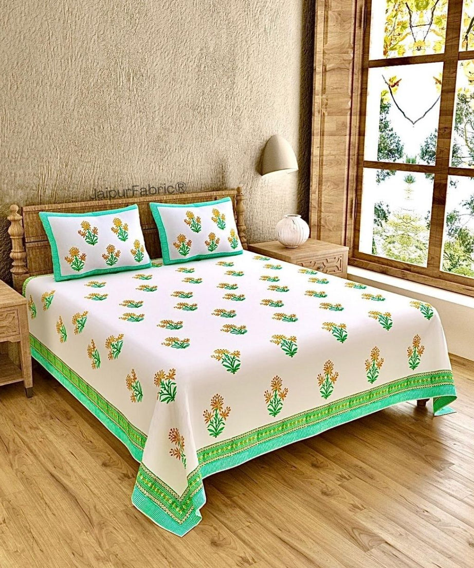 Authentic Genuine Hand Block Print 400 TC Pure Cotton King Size Bedsheet