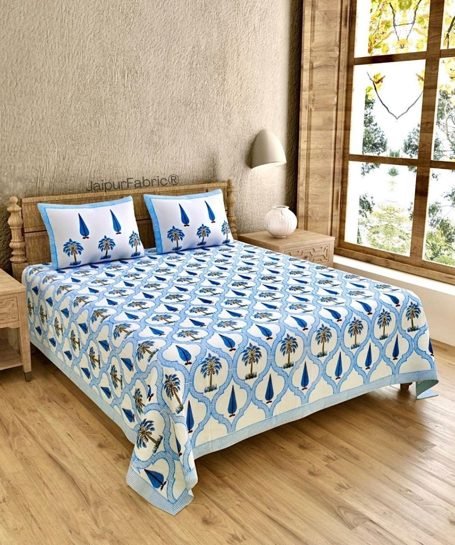 Exquisite Original Block Print 400 TC Pure Cotton King Size Bedsheet