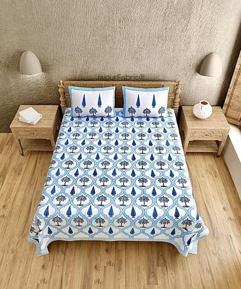 Exquisite Original Block Print 400 TC Pure Cotton King Size Bedsheet