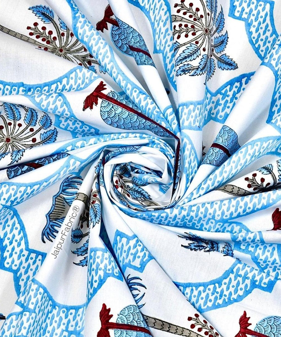 Exquisite Original Block Print 400 TC Pure Cotton King Size Bedsheet