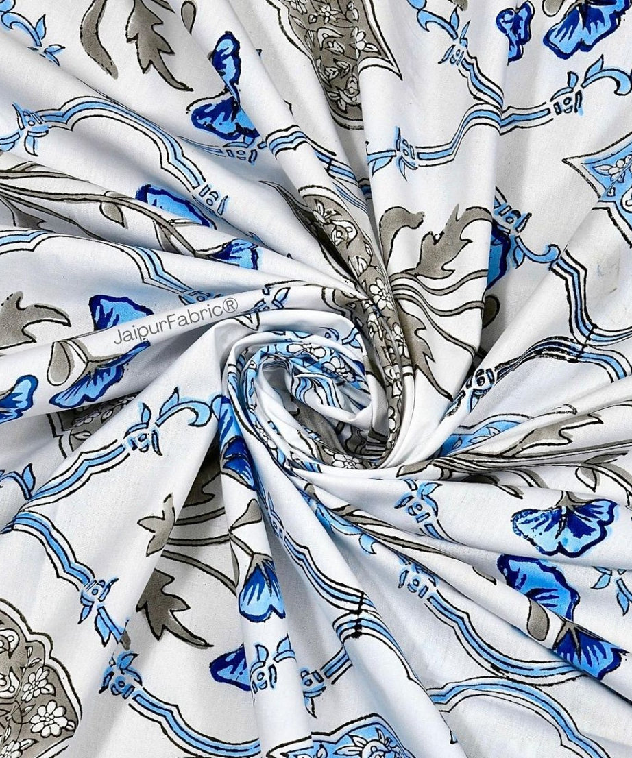 Ultra Premium Block Print 400 TC Pure Cotton King Size Bedsheet
