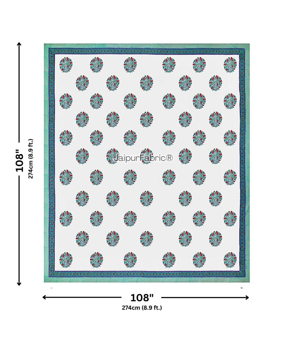 Handpicked Luxury Block Print 400 TC Pure Cotton King Size Bedsheet