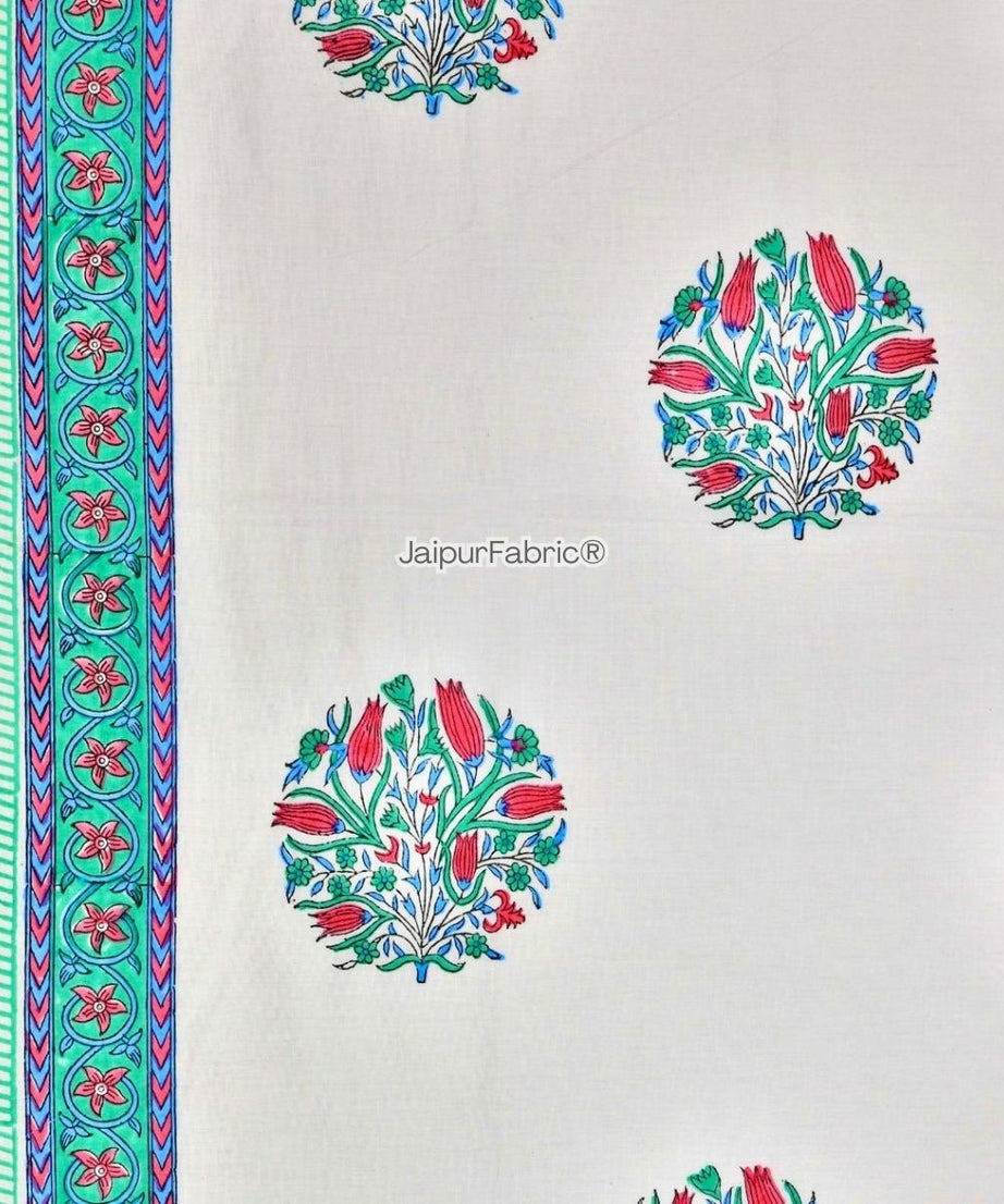Handpicked Luxury Block Print 400 TC Pure Cotton King Size Bedsheet