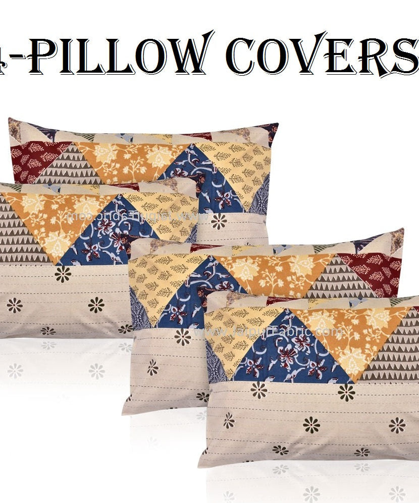 Beautiful Barmeri Bliss – 1 Double Bedsheet + 1 Single Bedsheet + 4 Pillow Covers