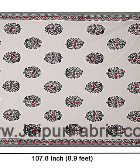 Double Bedsheet Grey  Border  Fine Cotton Red Floral   Print
