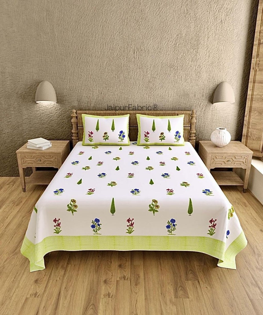 Timeless Luxury Curated Block Print 400 TC Pure Cotton King Size Bedsheet