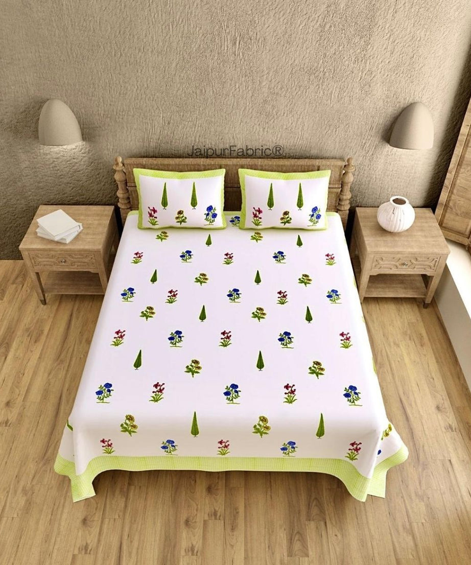 Timeless Luxury Curated Block Print 400 TC Pure Cotton King Size Bedsheet