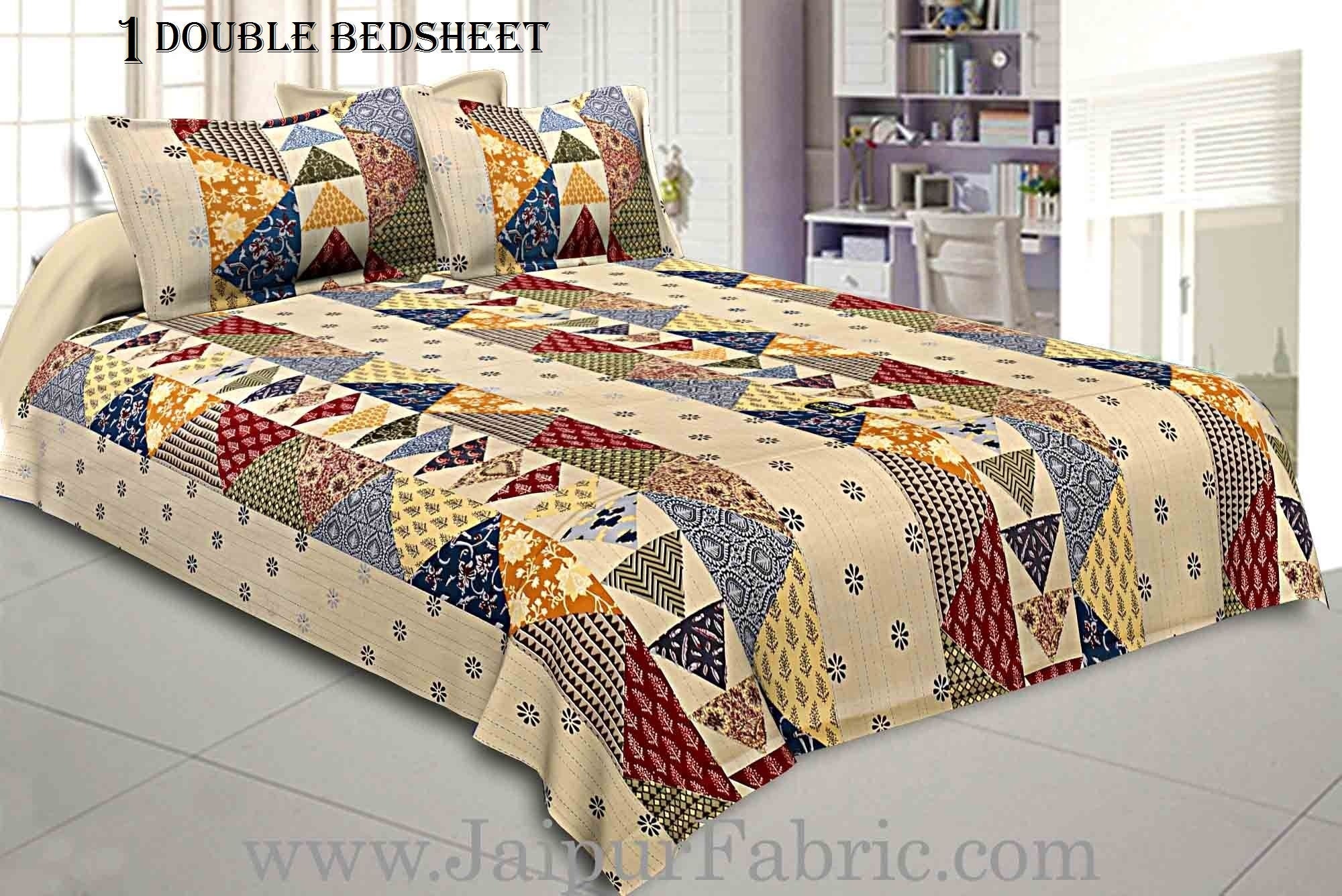 Beautiful Barmeri Bliss – 1 Double Bedsheet + 1 Single Bedsheet + 4 Pillow Covers