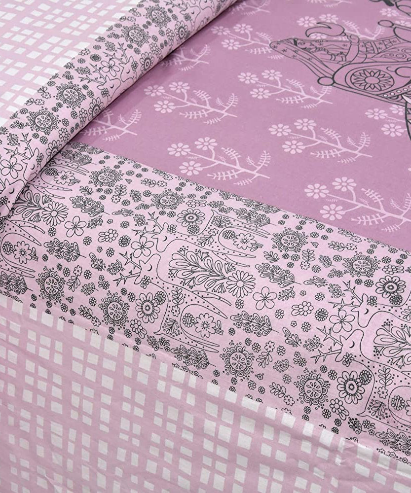Alexa Pink Sahi Sawari King Size Double Bedsheet