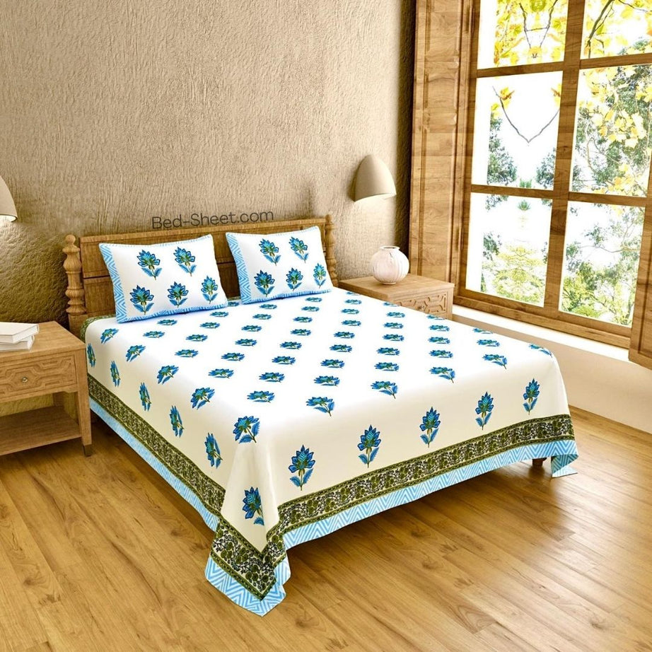 Elegant Block Print Cotton Bedsheet for Sophisticated Bedrooms