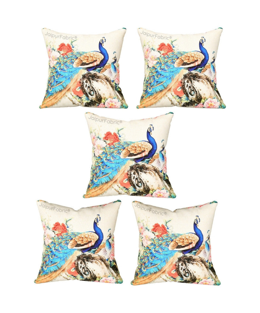 Tari Merak Peacock Jute Digital Print Cushion Cover