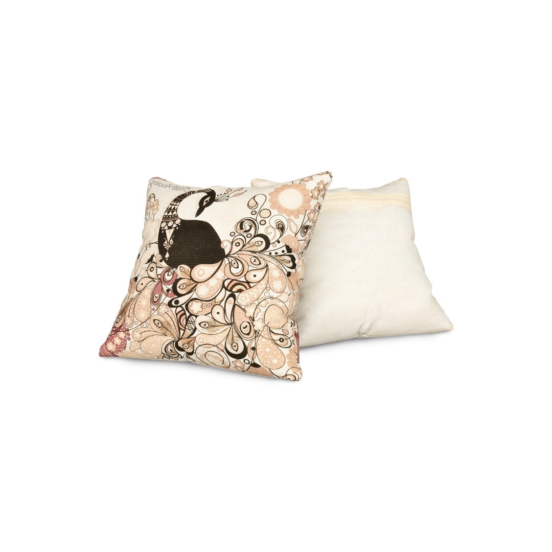 Royal Peacock Jute Digital Print Cushion Cover
