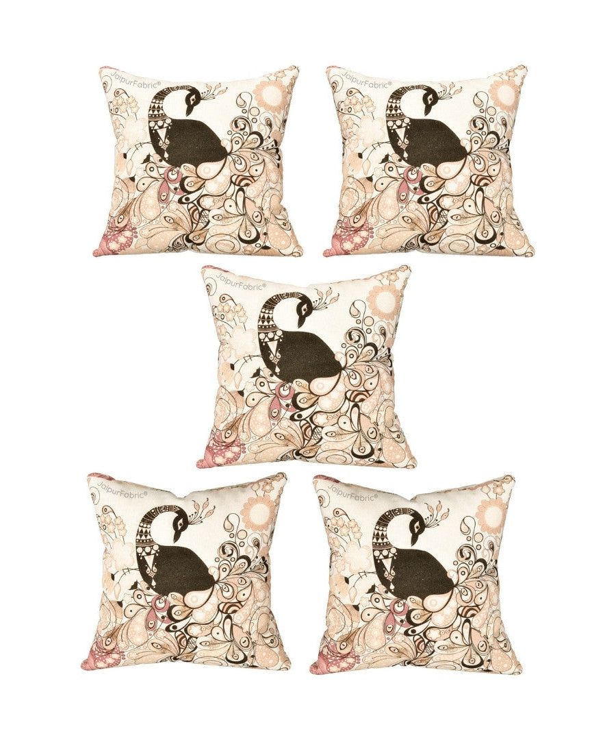 Royal Peacock Jute Digital Print Cushion Cover