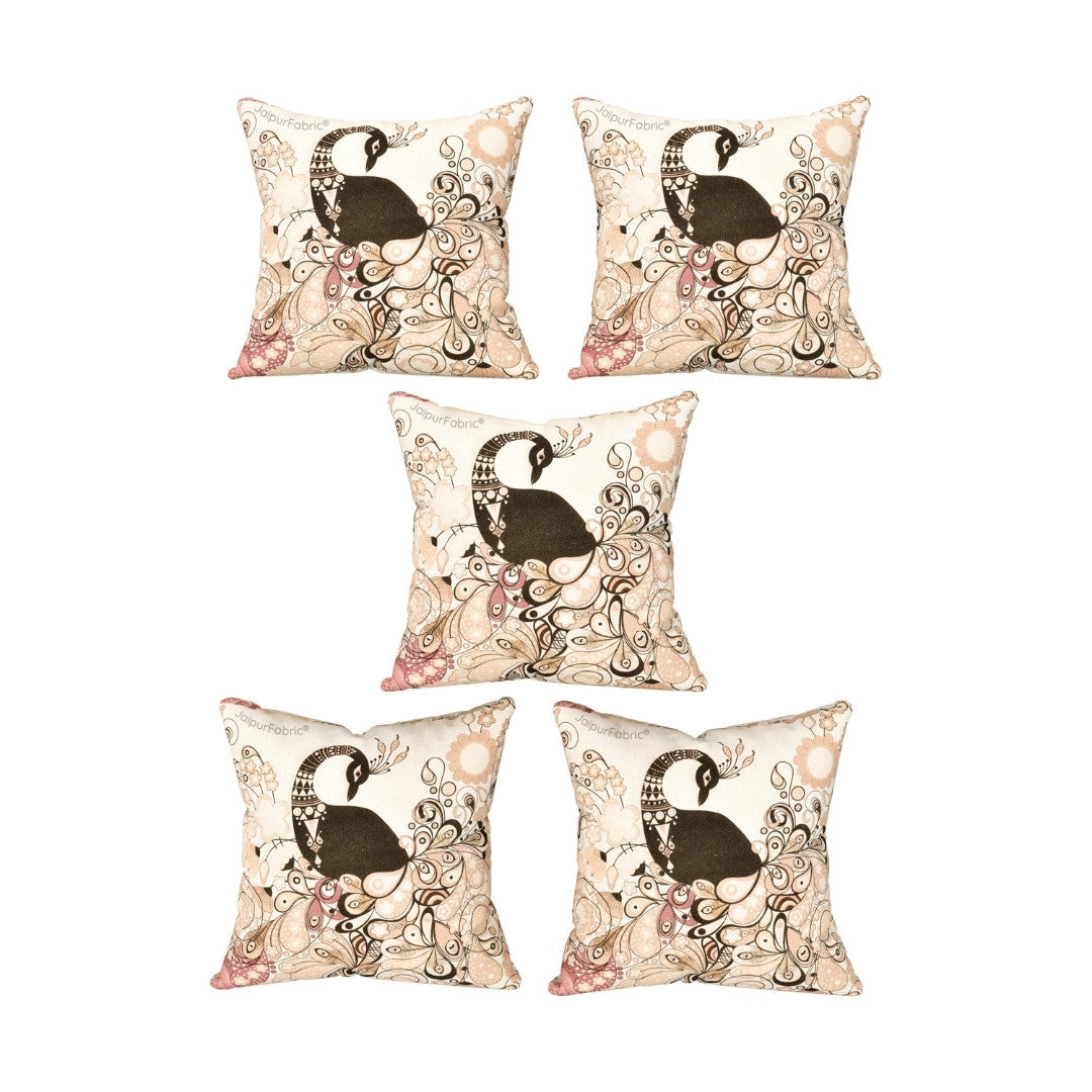 Royal Peacock Jute Digital Print Cushion Cover