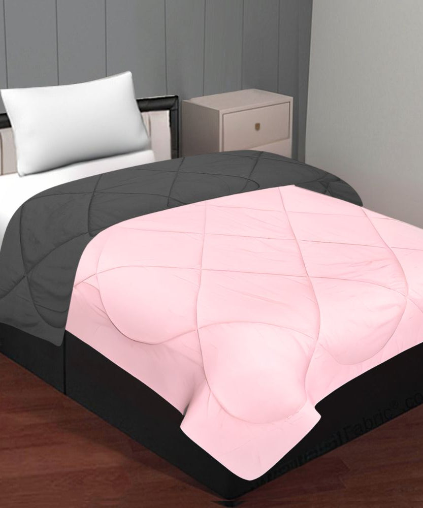 Pale Pink & Dark Grey Single Bed Comforter