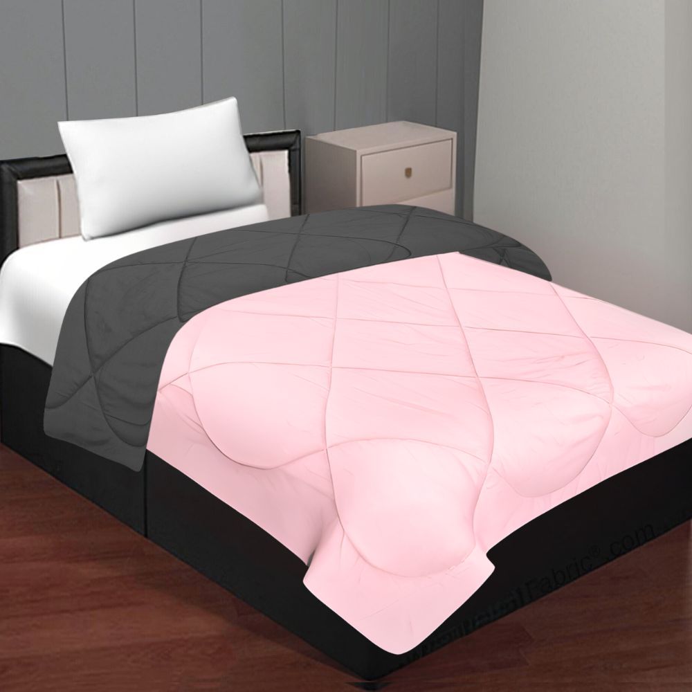 Pale Pink & Dark Grey Single Bed Comforter