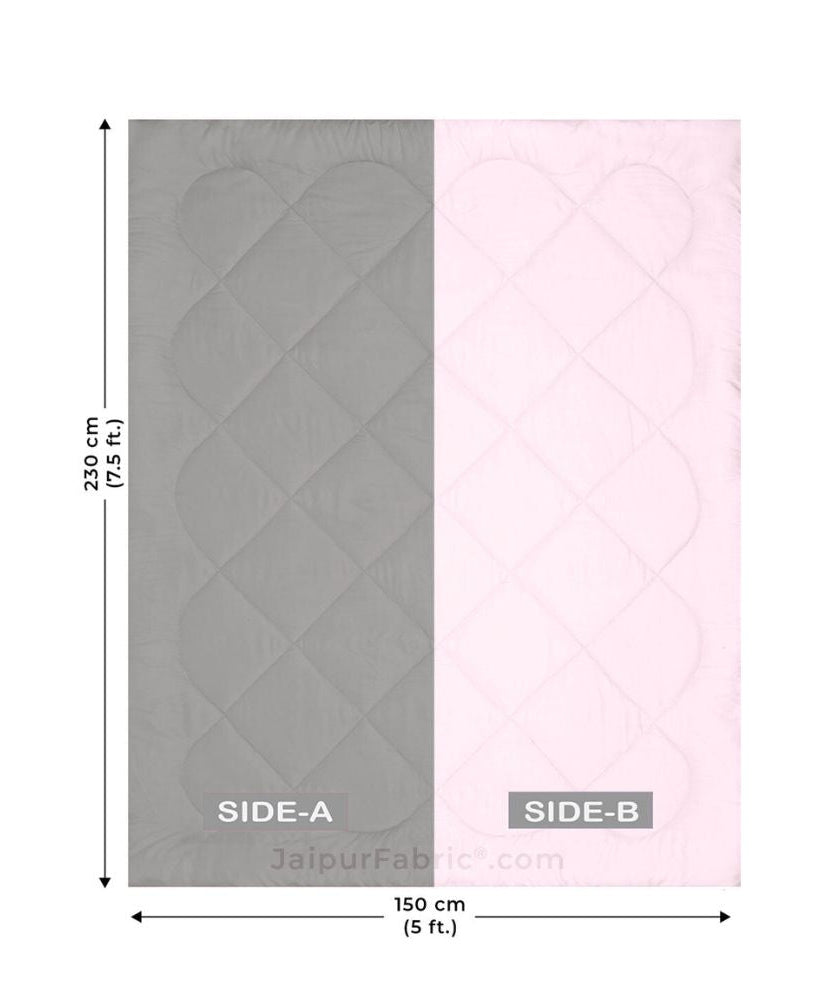 Pale Pink & Dark Grey Single Bed Comforter