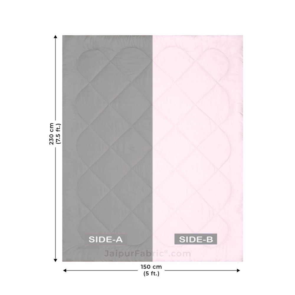 Pale Pink & Dark Grey Single Bed Comforter