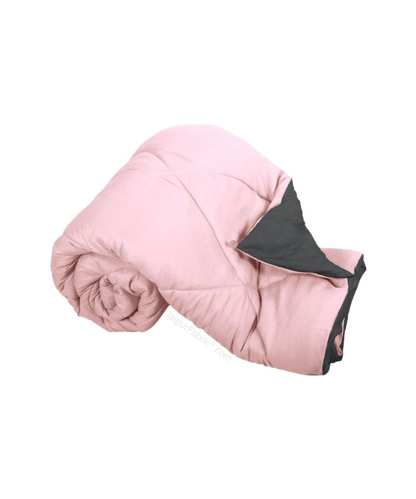 Pale Pink & Dark Grey Single Bed Comforter