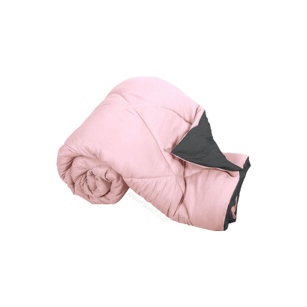 Pale Pink & Dark Grey Single Bed Comforter