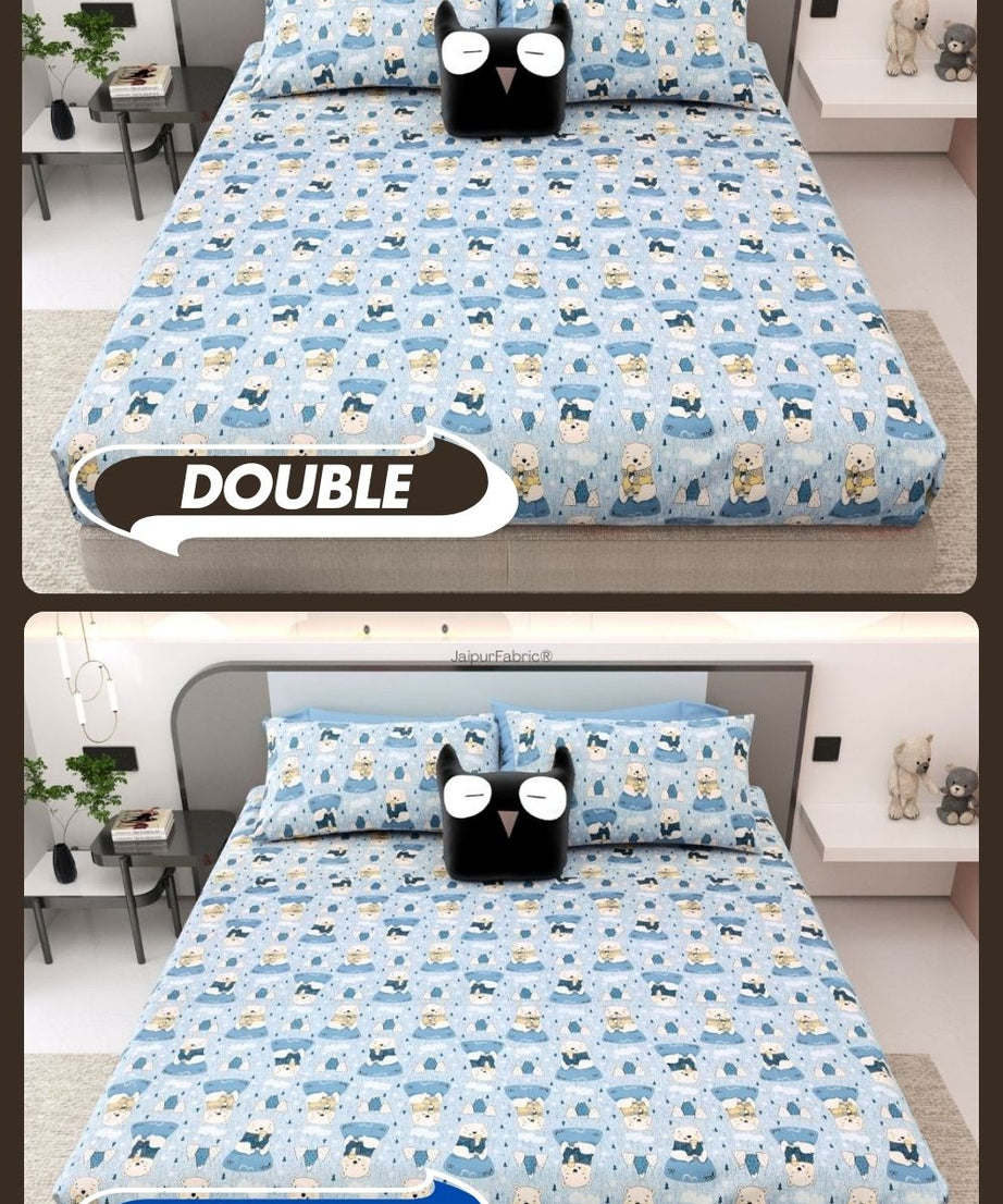 Artist of the Future Icy Blue Soft Cotton Kids Bed Sheet Combo of 2