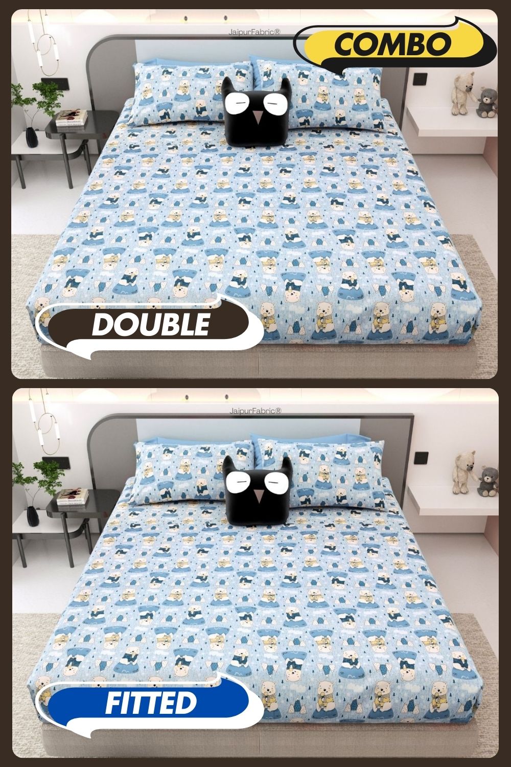 Artist of the Future Icy Blue Soft Cotton Kids Bed Sheet Combo of 2