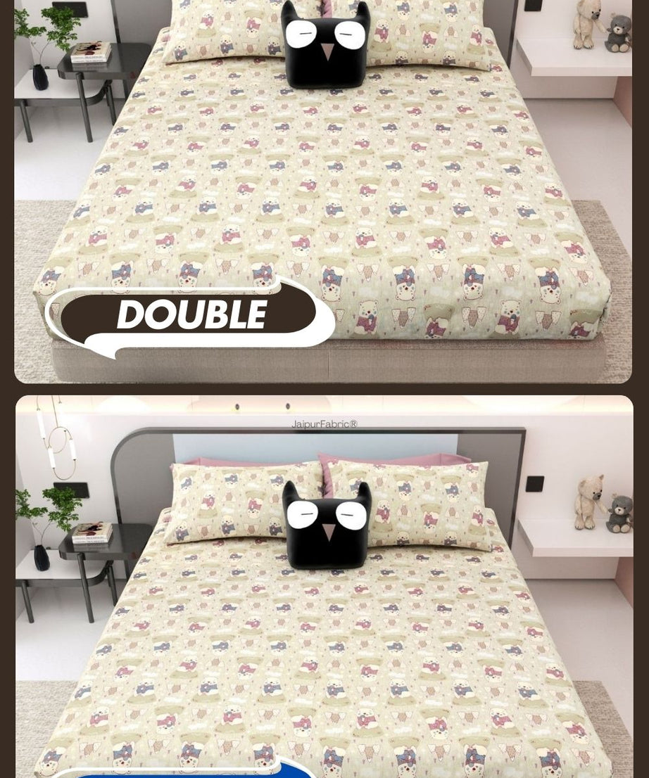 Artist of the Future Light Beige Soft Cotton Kids Bed Sheet Combo of 2