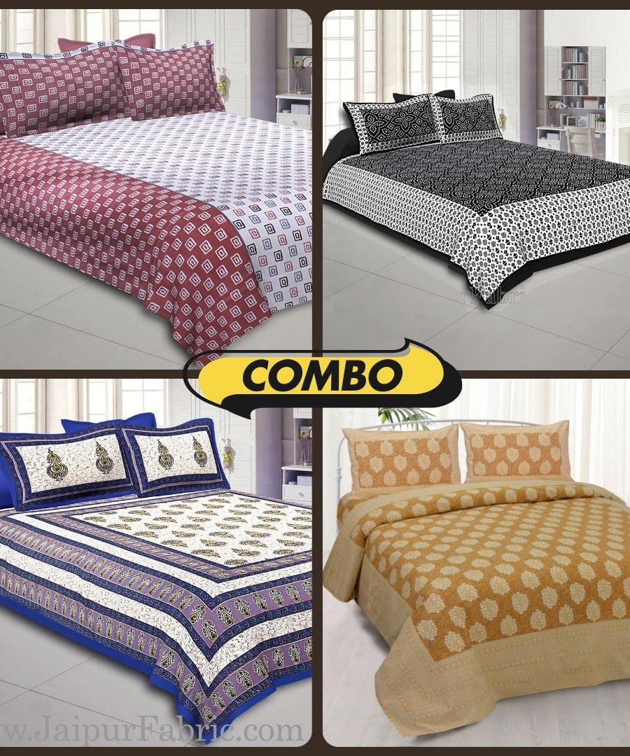 Designer's Dream Multicolor Double Bed Set with 8 Pillow Covers